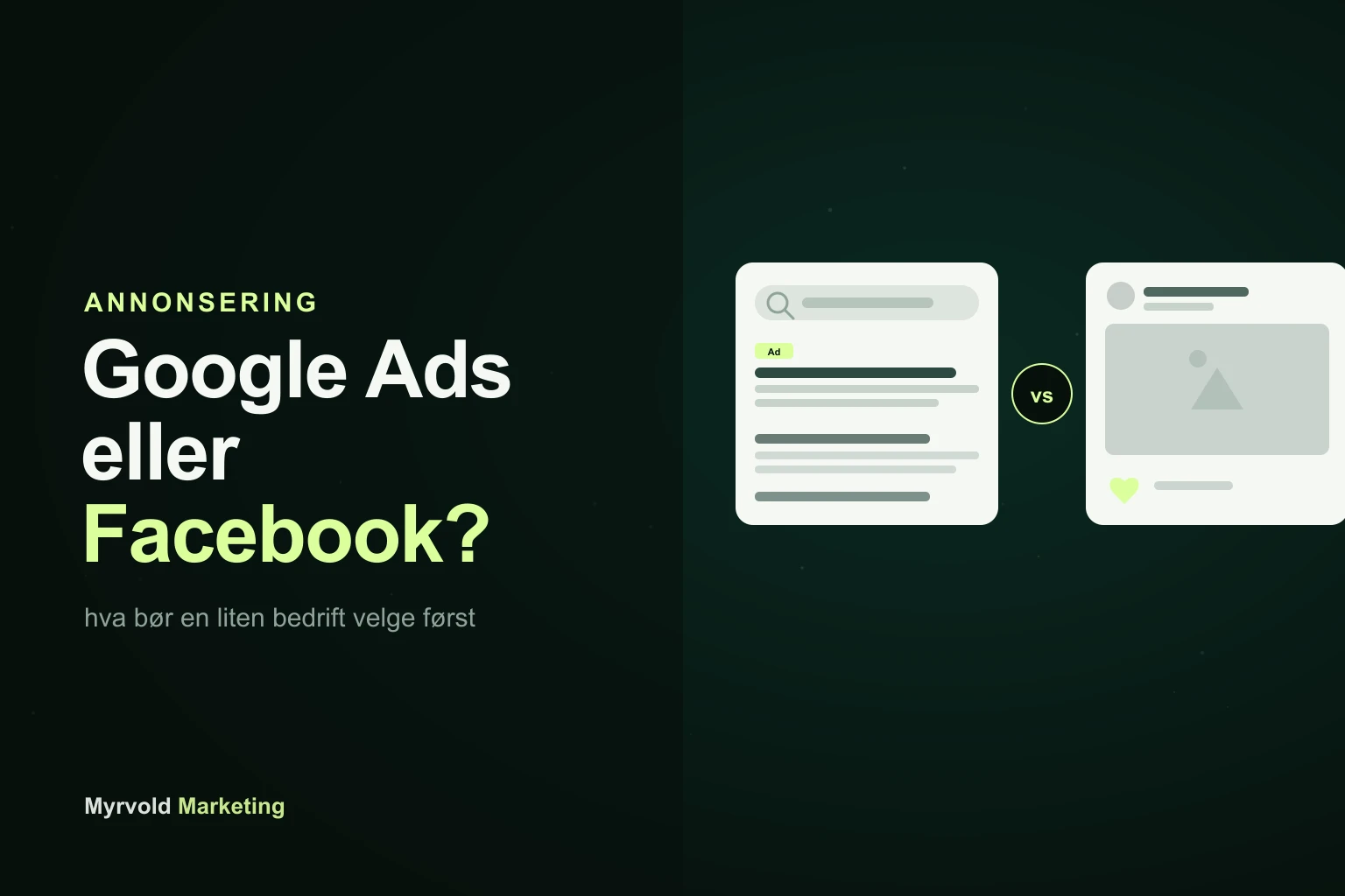 Google Ads mot Facebook: et søkeresultat ved siden av et innlegg i feeden