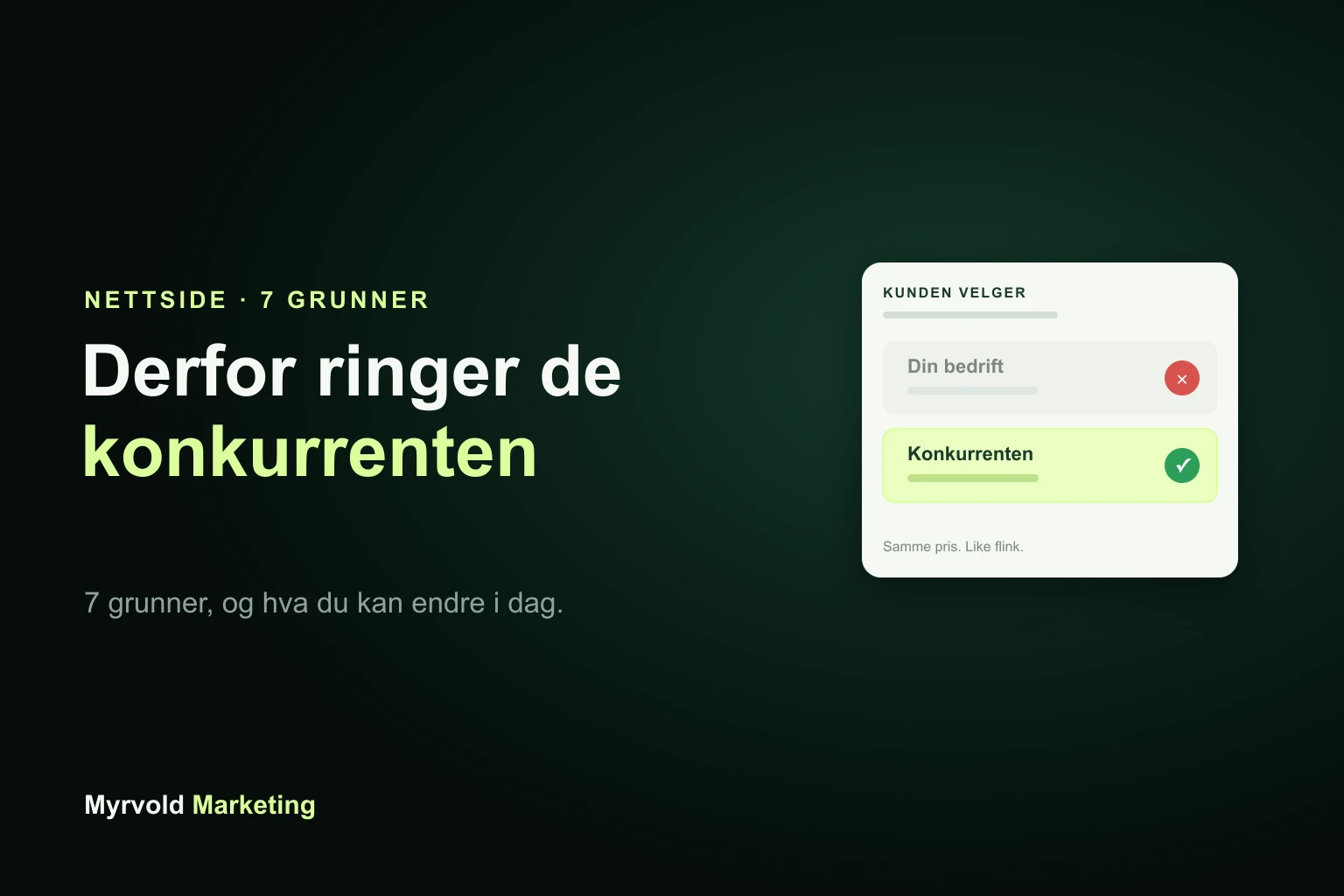 Kunden velger konkurrenten i stedet for din bedrift, selv om prisen er lik