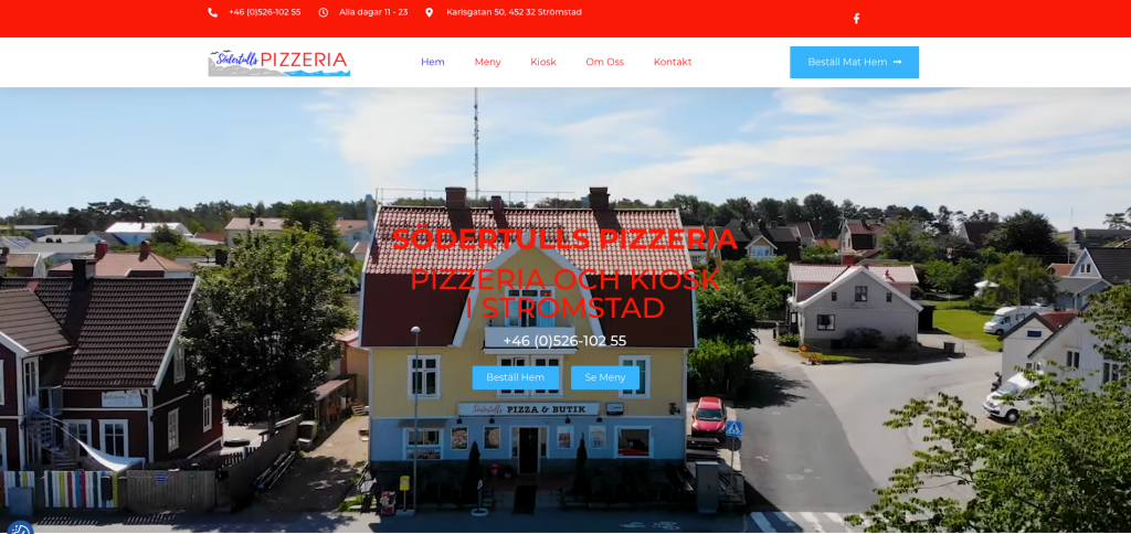 Hemsida Södertulls Pizzeria, av Myrvold Marketing
